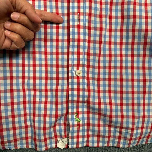 Tailorbyrd Mens Size 2XLT Gingham Button Up Shirt Red Blue Cotton Long Sleeves - Picture 5 of 9